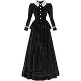LTAKK Victorian Dress for Women Edwardian Costume Velvet 1800s Dresses Vintage Blouse Skirt 2 Piece