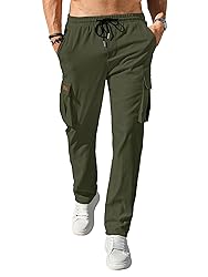 PLEPAN Men's Casual Cargo Pants Drawstring Hiking