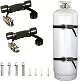 Propane Tank Holder ，Cylinder Wall Mounted Brackets, Ratchet Straps（6.6ft ）, Steel Gas Cylinder Holder, Heavy Duty Gas Cylinder Holder Wall-Mounted Bracket。 (Black 2)