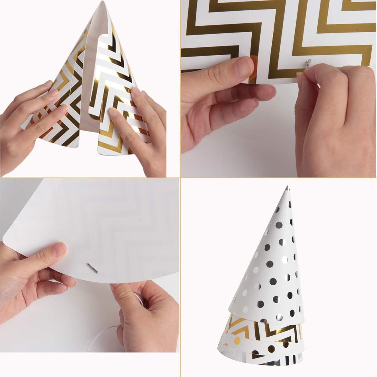 SBYURE 16 Pieces Happy Birthday Party Hats for Children and Adults, Fun Birthday Jamboree Party Hats,Gold, Silver, Medium: Clothing