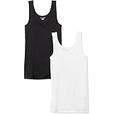 Amazon Essentials Women's Slim-Fit Ribbed Scoop Neck Tank Tops, Pack of 2