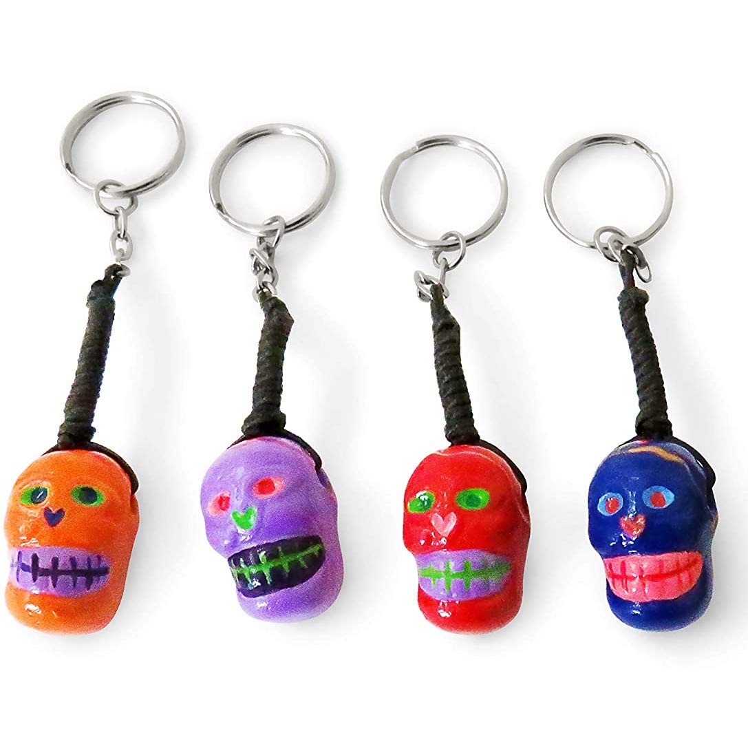 Mayan Skull Lucky Charm, Day of The Dead Skull Keyring