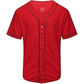 SHIJIXING Blank Plain Baseball Jersey Shirt, Short Sleeve Button Down Shirts, Hip Hop Sports Uniform for Men and Women Adult