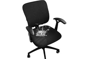 FORCHEER Desk Chair Cover Black Jacquard Stretch Office Chair Covers Two Piece for Split Office Chairs Water Resistant Washable
