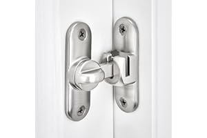 INIRET 2 Packs Silvery Barn Door Latches,90/180 Degree Gate Lock,Flip Gate Latches Hardware,Zinc Alloy Right Angle Door Lock Latch,Door Security Sliding Door Latch Lock for Cabinets,Bathroom.