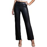 Faux Leather Pants for Women - Premium Vegan Leather Leggings for Women High Waisted - Soft, Stretchy, and Non-See Through - Black - Small