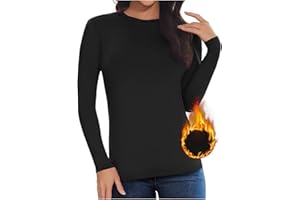 SIMIYA Thermal Underwear Womens Crew Neck Long Sleeve Undershirt Women Stretch Fitted Base Layer for Women Winter Thermal Top