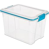 NBJGXFR 20 Quart Clear Plastic Storage Box with Blue Latches, Gasket