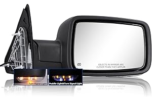SANOOER Side Mirror for Dodge Ram - Compatible with Towing Mirror 2009-2018 Dodge Ram 1500 2500 3500 4500 5500 with Power Heated Turn Signal Manual Folding Power Adjustment Only Right Side