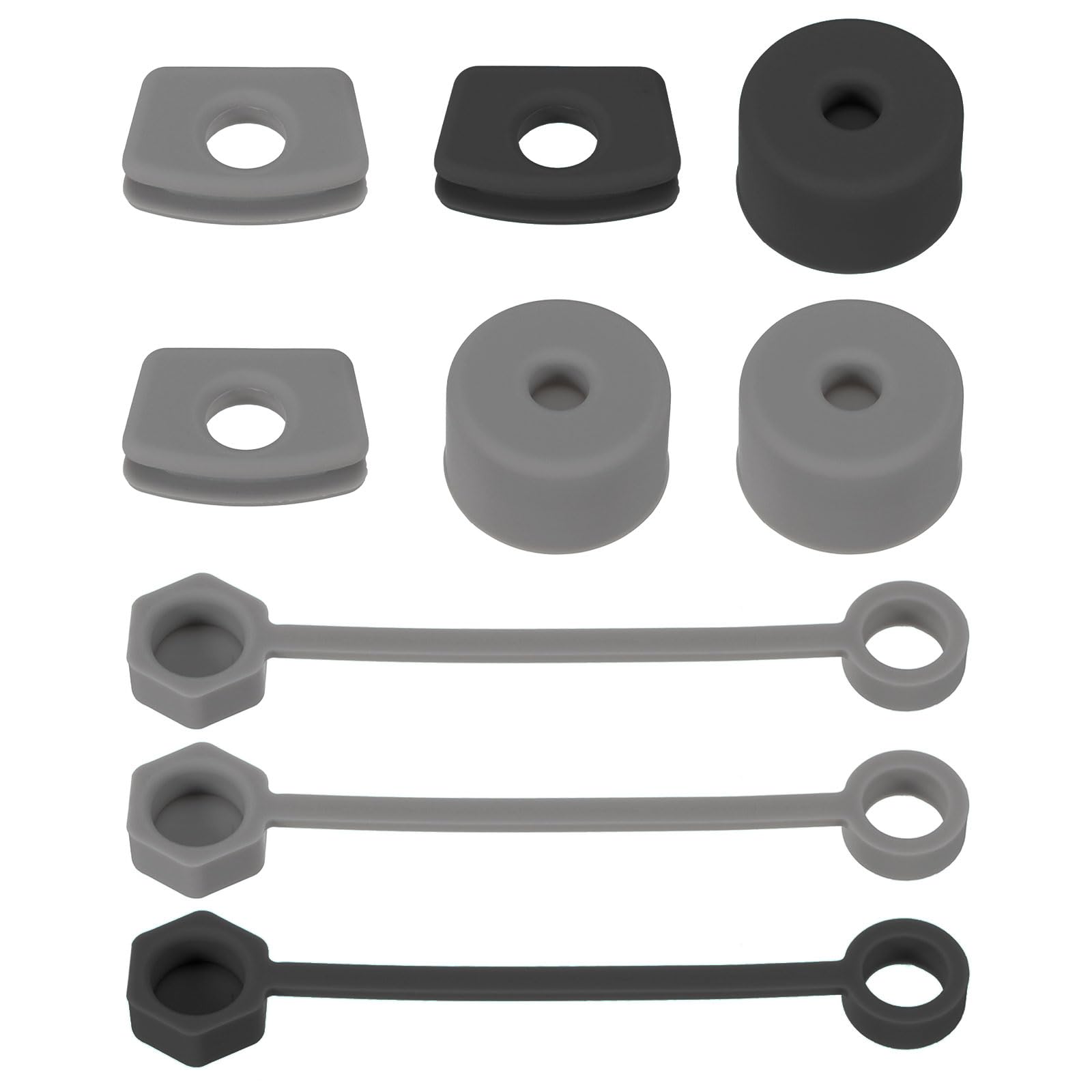 PATIKIL Silicone Spill Stopper for Straw Cup 1.0 2.0 40oz/ 30oz, Set of 9 Tumbler Accessories Including 3 Straw Cover Cap, 3 Square Spill Stopper and 3 Round Leak Stopper, Black/Grey