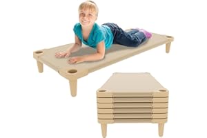ASDJAKZP Daycare Cots, 6 PCS Stackable Daycare Cot for Kids with Breathable Mesh Fabric, Portable Toddler Nap Cots, Preschool