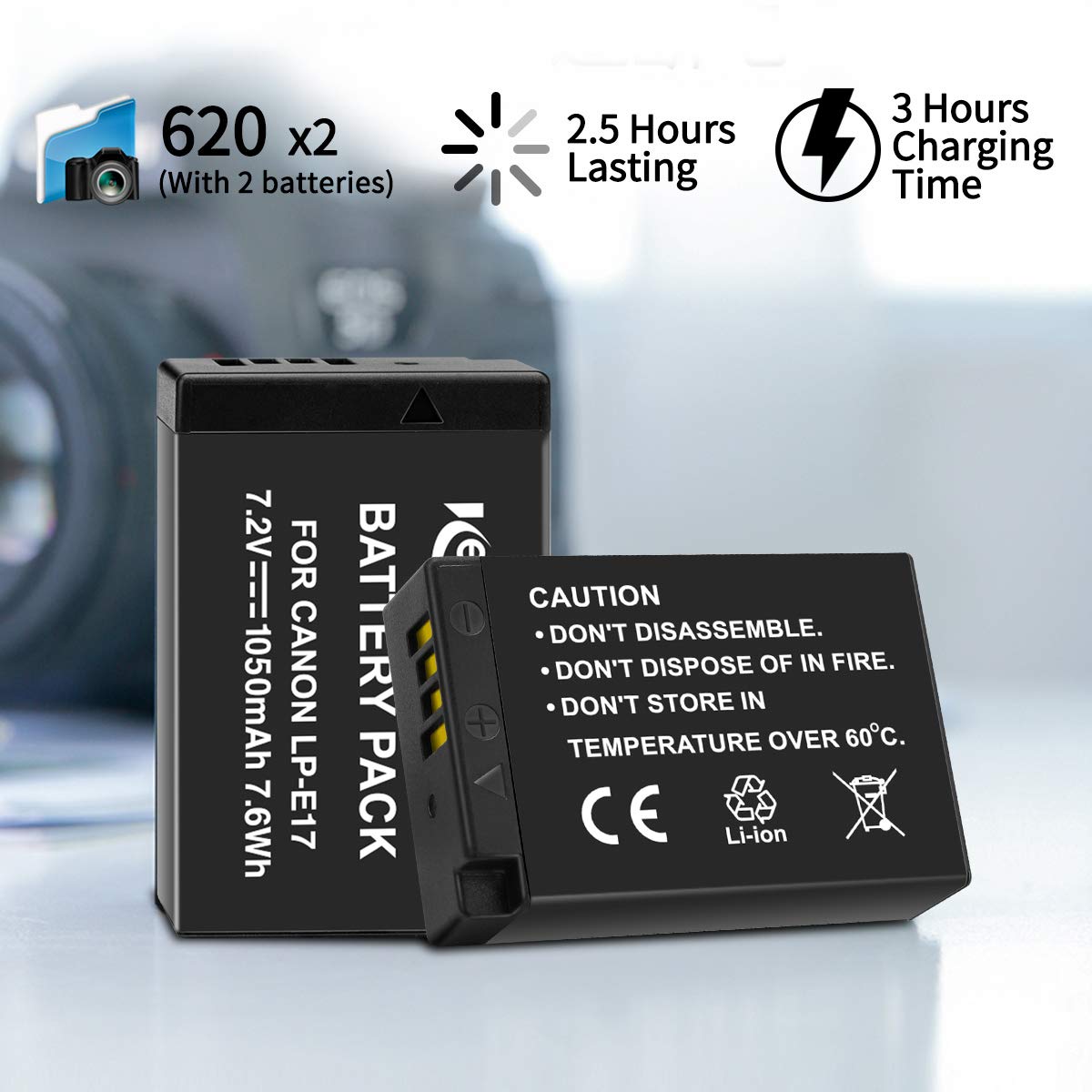 For Canon LP-E17 Battery,Keenstone 2-Pack 1050mAh 7.2V Camera Batteries with Charger for Canon EOS M3 M5 M6 200D 77D 650D 750D 760D 800D Kiss X8i Rebel T6i T6s (Air Blower Included)