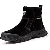 SFSDOUN Work Boots for Men Slip On Welding Boots for Men Indestructible Steel Toe Boots Men's Steel Toe Shoes Fireproof Safety Toe Shoes Construction Boots for Welder Men's Work Shoes.