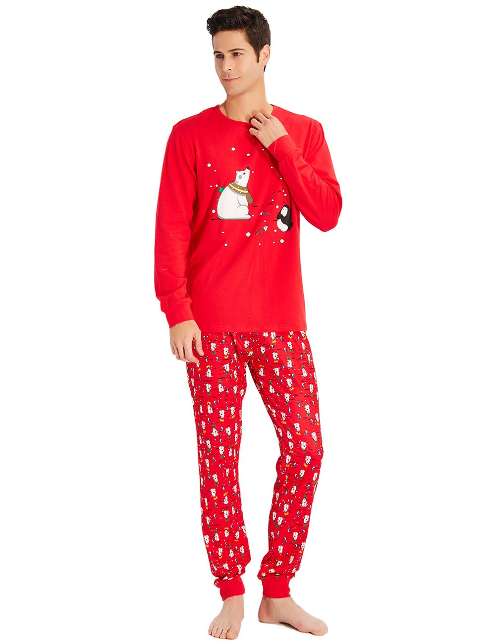 Familia Santa Papá Sleepwear Camisetas de Manga Larga + Pantalones Ropa de Dormir para Mujeres Hombres Niños Chicas Vacaciones de Invierno PJs Homewear Conjuntos de 2 Piezas M