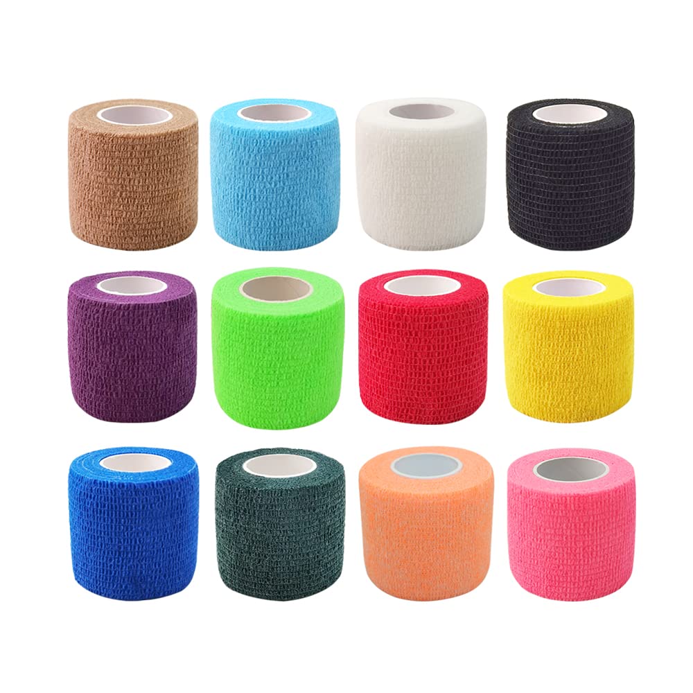 Photo 1 of [12 Pack-2" x5Yards] MINGYUE Self Adhesive Bandage Wrap,Athletic Tape,Sports Tape,Wrist and Ankle Wrap Tape,Cohesive Bandage for Vet Wrap(12 Colors)