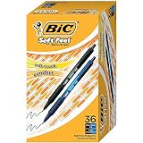 BIC Soft Feel Retractable Ballpoint Pen, Medium Point (1.0mm), Black and Blue, 36-Count