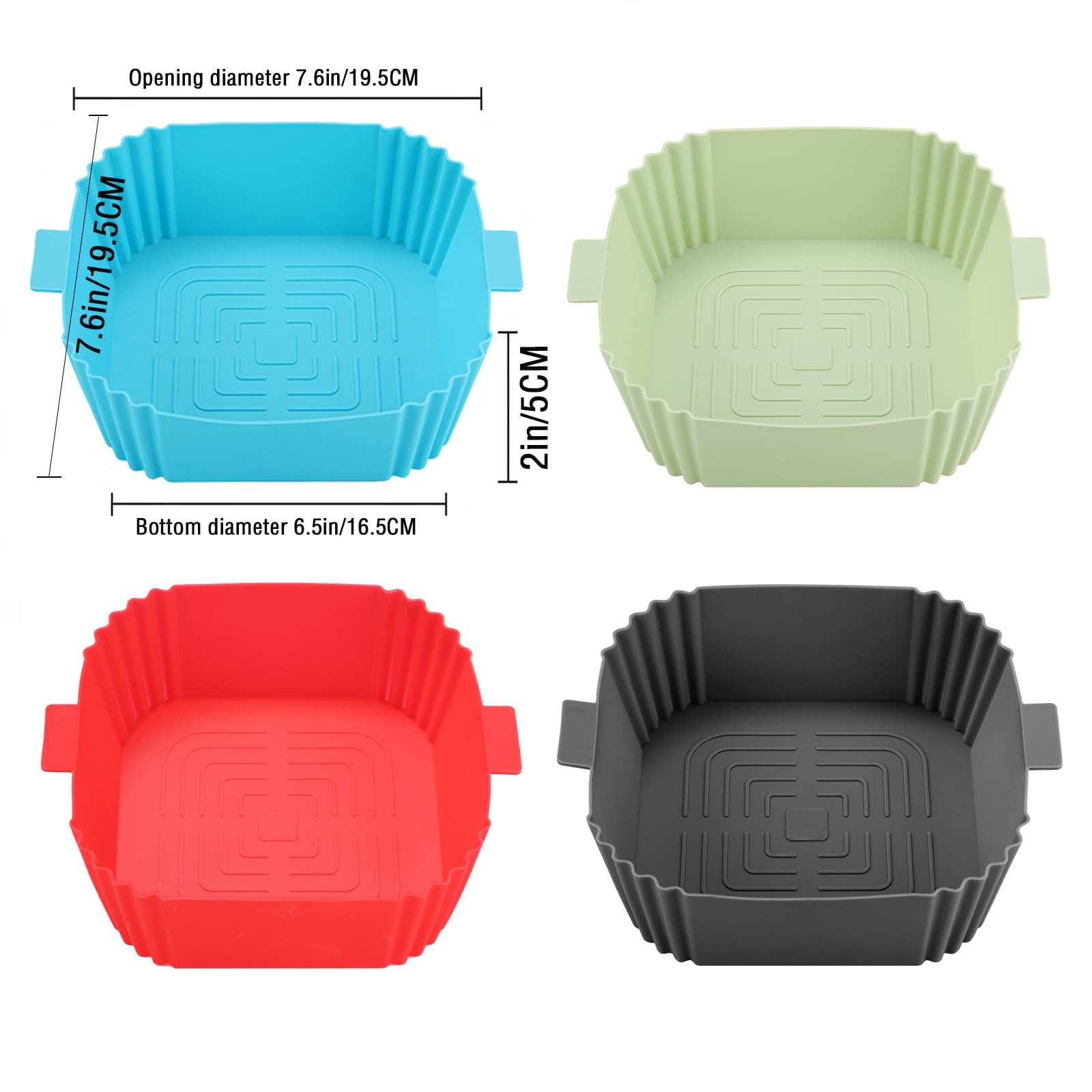 LYHOLKEER 2Pcs Silicone Air Fryer Liners 7.6inch for 3 to 6QT Air Fryer,Reusable,Easy To Clean,Non-Stick,Square Airfryer Liners for Ninja COSORI Chefman Gourmia Cuisinart Instant Pot Air Fryer