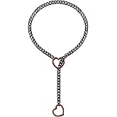 EverGlimp Slip Chain Necklace For Women, Black Heart O-Ring, Cuban Long Necklace Jewelry, Lariat Y-Necklace