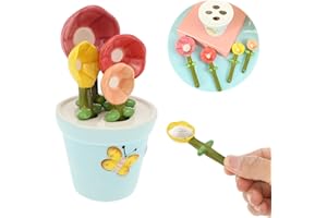 ZJRDYYK 5 Pcs Ceramic Measuring Spoons Set, 4 Different Sizes Ceramic Flower Measuring Spoons with Base for Baking, Milk, Sug