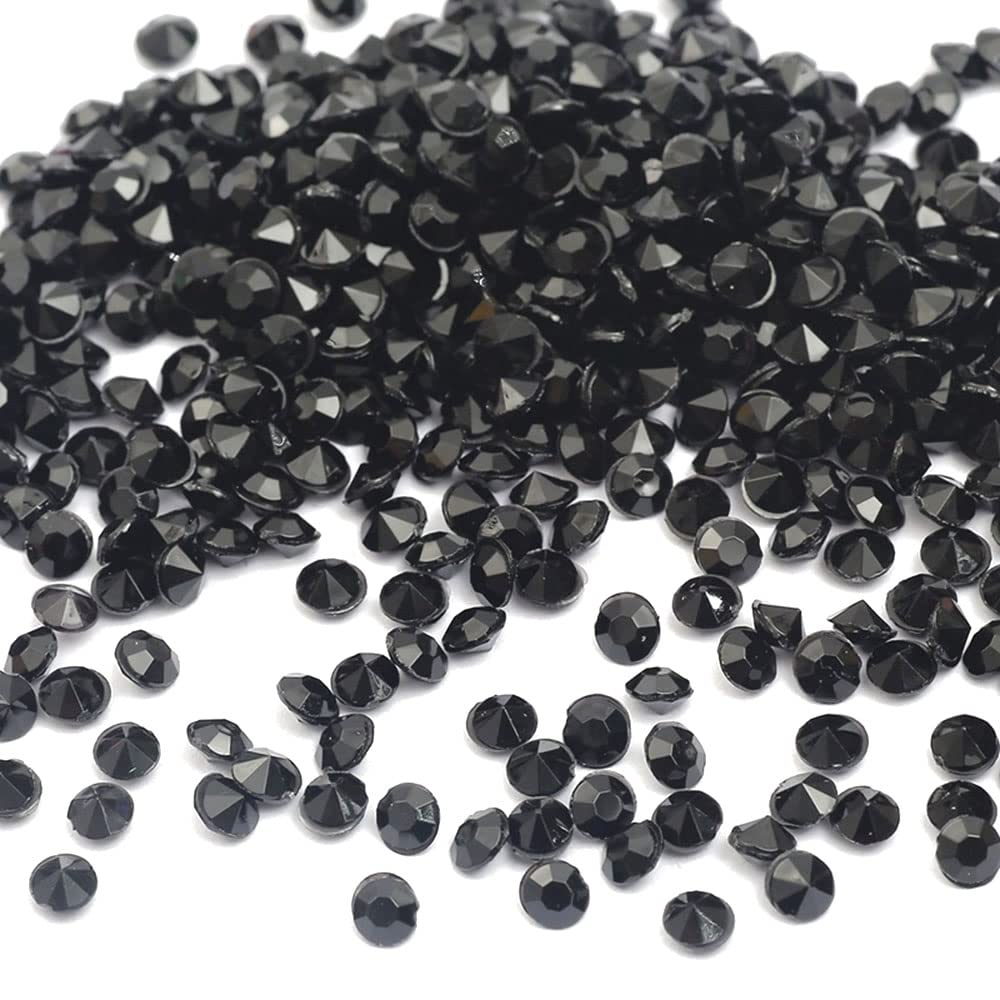 4000pcs Acrylic Decorative Diamond Crystals 4 mm Glitter Confetti Table Decoration Sparkling Decorative Stones Crystals Confetti Diamonds for DIY Wedding Christening Engagement Valentine's Day Black