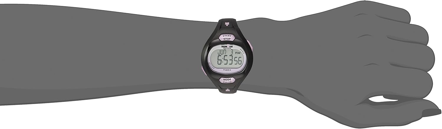 Timex Women's T5K187 Ironman Pulse Calculator Black/Purple Resin Strap Watch: Timex: Watches