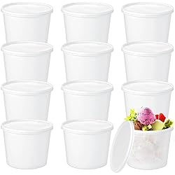 12 Pcs 1 Gallon Ice Cream Buckets with Lids 135 oz