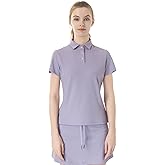 Leapstride Women's Light Blue Slim-Fit Polo Shirt - UV Protection, Moisture-Wicking, Stretchy Fabric for Golf & Daily Wear