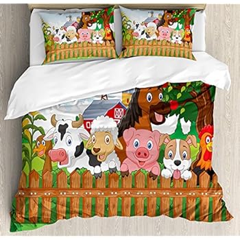Amazon.com: Cartoon Duvet Cover Set by Ambesonne, Happy