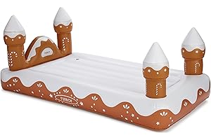 FUNBOY Kids Gingerbread House Holiday Sleepover Travel Bed & Air Mattress. Perfect for Sleepovers. Includes Carrying Storage Bag, Twin