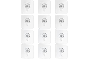 12 Pieces Adhesive Wall Mount Screw Hooks Non-Trace No Drilling Stickers Screw Hanging Nails for Bathroom Kitchen Shower Room