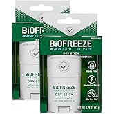 Biofreeze Dry Stick, Mess-Free Relief for Neck, Shoulder, Knee, Hip, Hand &amp; Joint, Cooling Menthol Pain Relief Stick, 100+ Uses (Pack of 2)