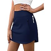 LouKeith Golf Skirts for Women Tennis Skirt with Zipper Pockets High Waisted Running Casual Athletic Skorts Built-in Shorts