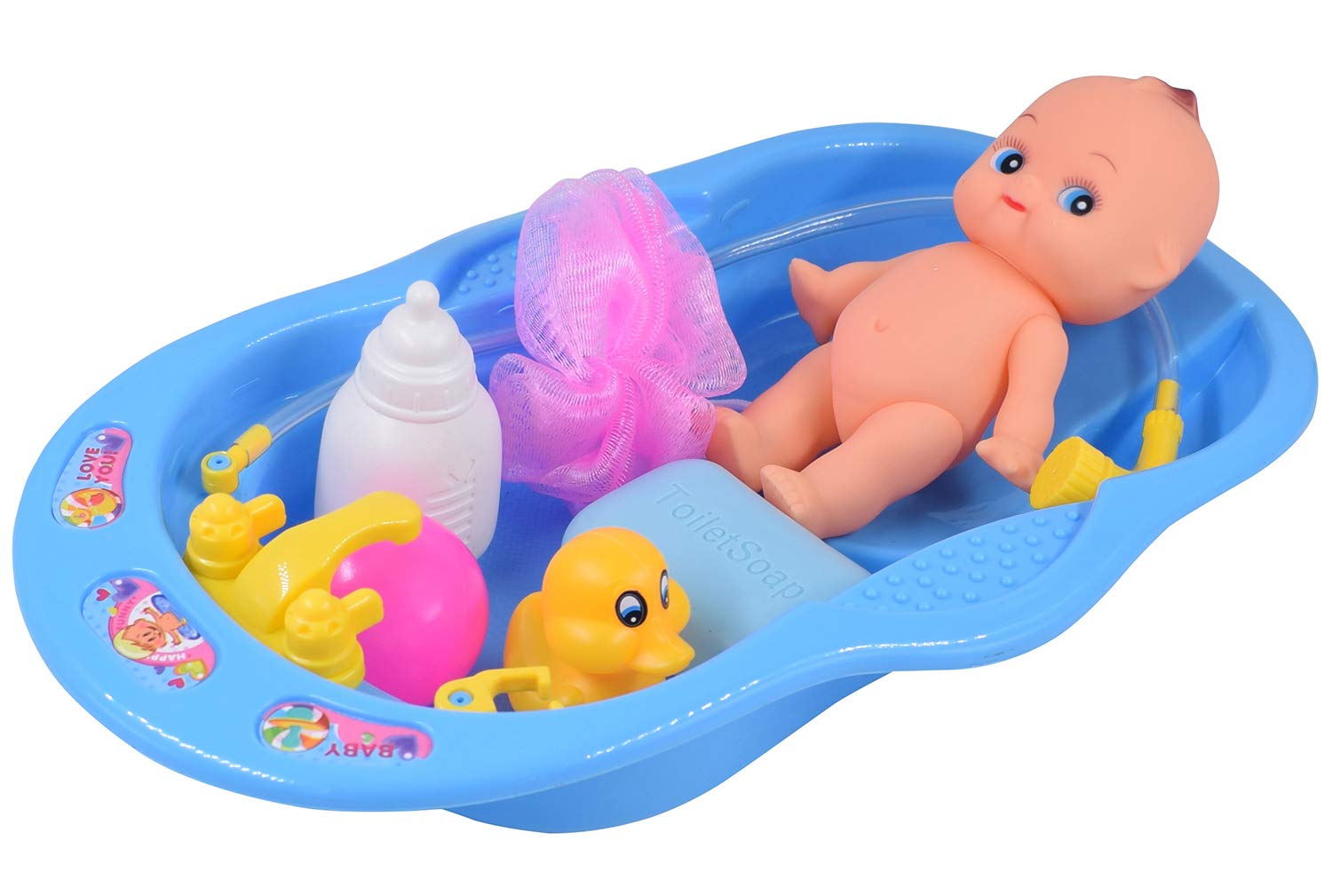 Baby Doll Bath Time Set Boys Pretend Play Bath Tub Toys Games For Kids Toddlers Christmas Birthday Gift Featuring 6 Doll Bathtub Small Mesh