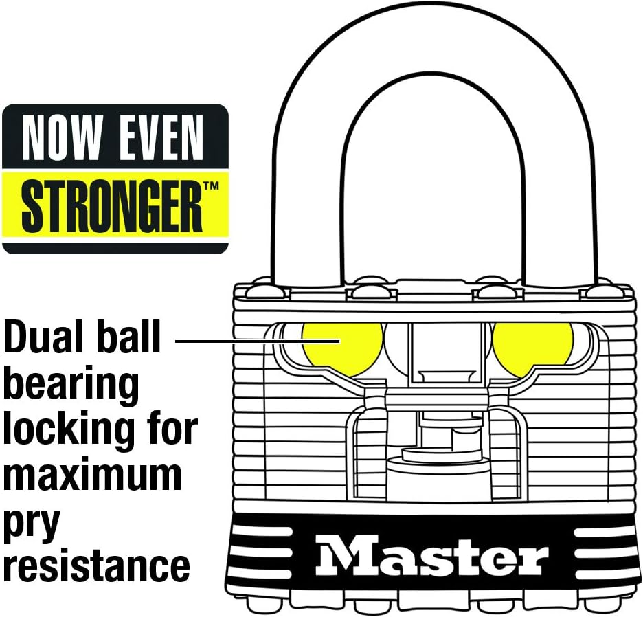 Master Lock 3TRILF Laminated Steel Padlock with Key, 3 Pack, 3 Count - Set Of Locks With Same Key - 