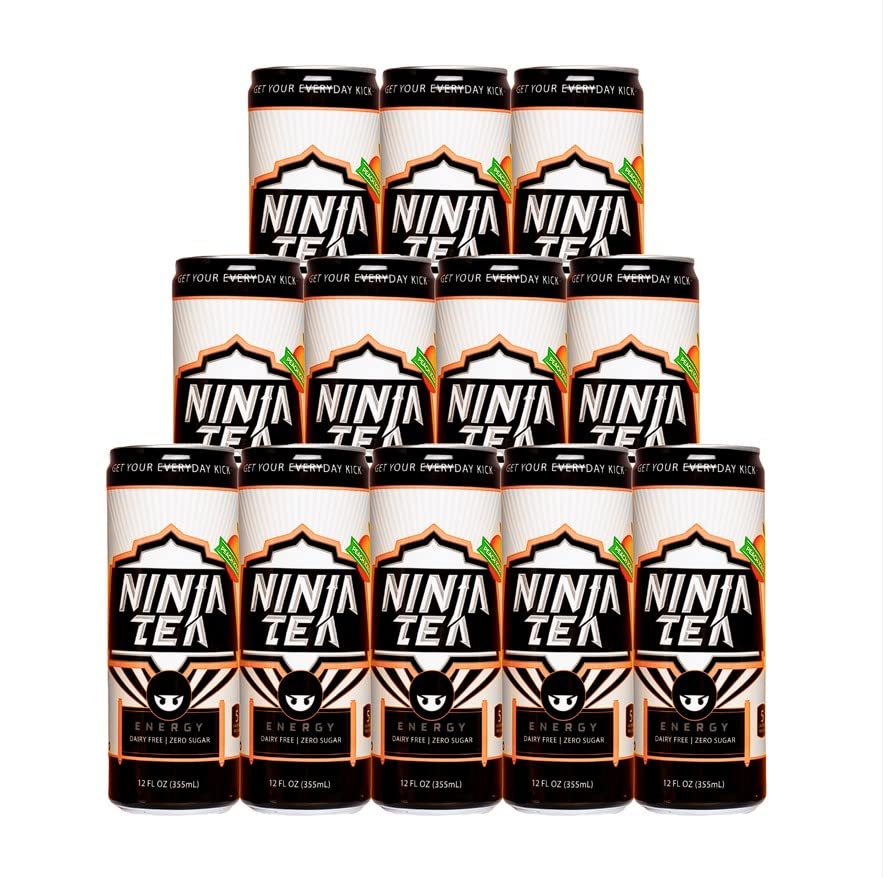 Ninja Tea Energy Drink By Ryan Higa, Peach White Tea, 12 Oz (12 Pack