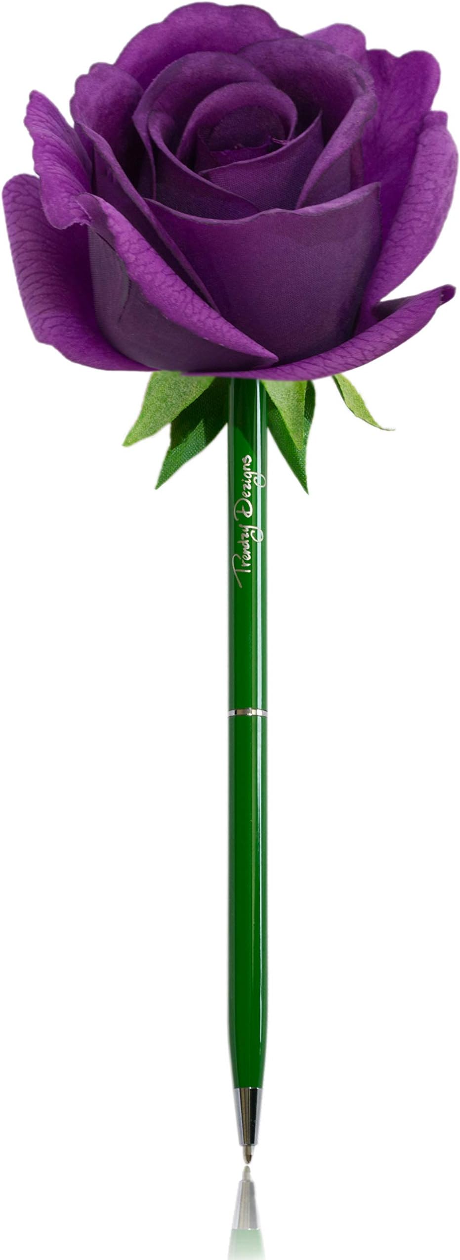 Trendzy Dezigns Flower Pens Set of 5 Rose Ballpoint Pen for the Office, Teacher, Birthday, Wedding favors, Unique Gift (Purple)