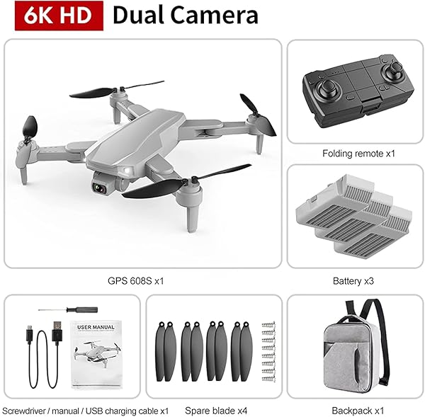JJDSN Drones With 4K 5G Camera And Gps Live Video Air Drift 110deg Wide angle 90degrotating Camera 1080P 30 Minutes Battery Life Color White Size Sanden