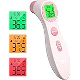 Femometer Thermometer for Kids and Adults, Forehead Digital Thermometer, No-Touch Fever Infrared Thermometer with 3 Color Ind