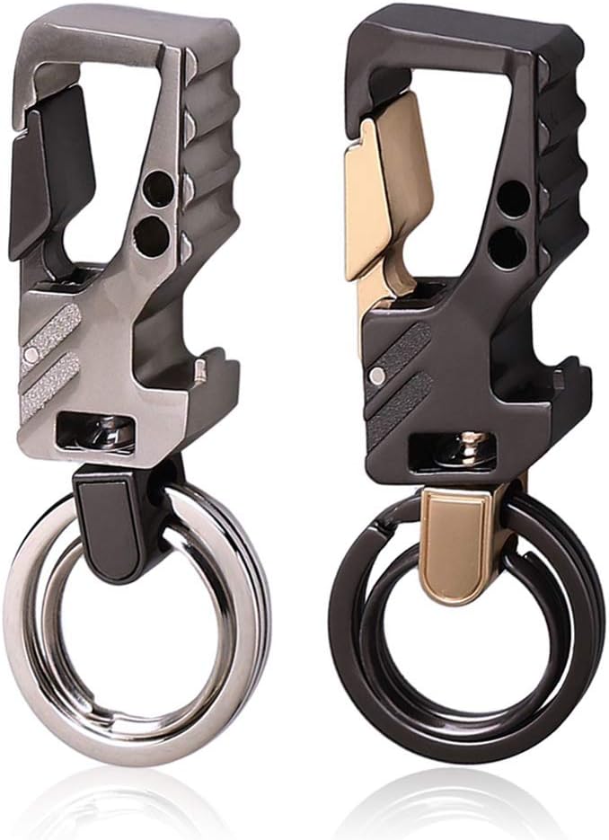 nuosen 2 Pcs Keychain, Car Key Chain Metal Keyring Bottle Opener Keychain for Men, Multicolour, 1 x 8.5 x 2.2 cm