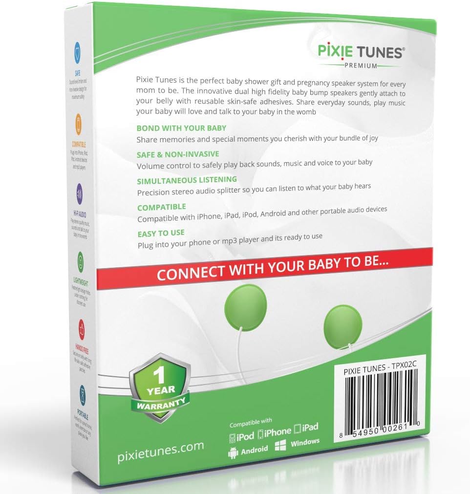 Pixie Tunes Premium Award-Winning Baby Bump Headphones. #1 Pregnancy Speakers to Play Music - Image 3