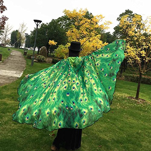 Clearance! Hot Sale! Halloween Butterfly Wings, Among Prop Soft Fabric Shawl Fairy Ladies Nymph Pixie Costume Accessory (197×125CM, A-Green) - Thumbnail 4