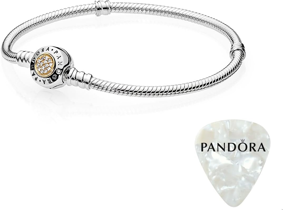 PANDORA Signature Clasp Two Tone Bracelet Bundle, FREE Clasp Opener, Box (7.5)