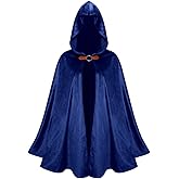 BJE Halloween Costume for Men Kid Cloak Velvet Cloak Renaissance Hooded Cape Cosplay Medieval Ranger Opera Wizard Robe Coat