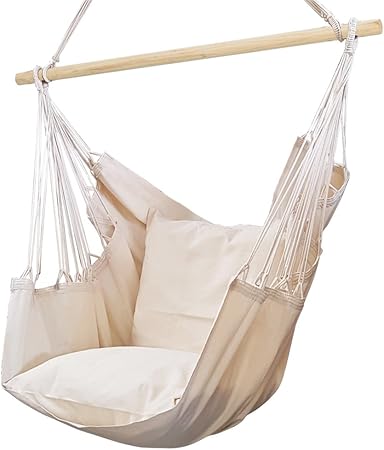 Hangematte Aus Baumwolle A Schaukelstuhl Weiss Weiss Ecru Hangende Hangematte Amazon De Garten