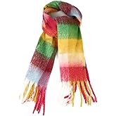 C.C Fall Winter Solid and Multicolored Woven Knit Scarf for Women