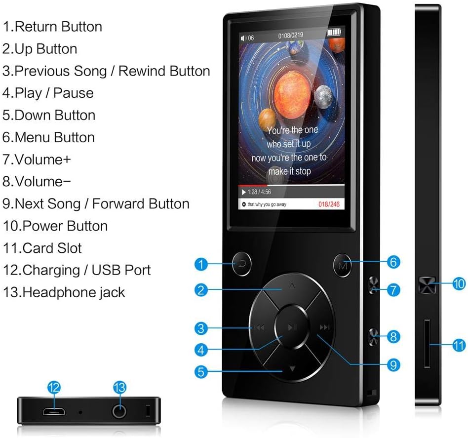 ChenFec 32GB Bluetooth5.0 MP3 Music Player Builtin Speaker with 2