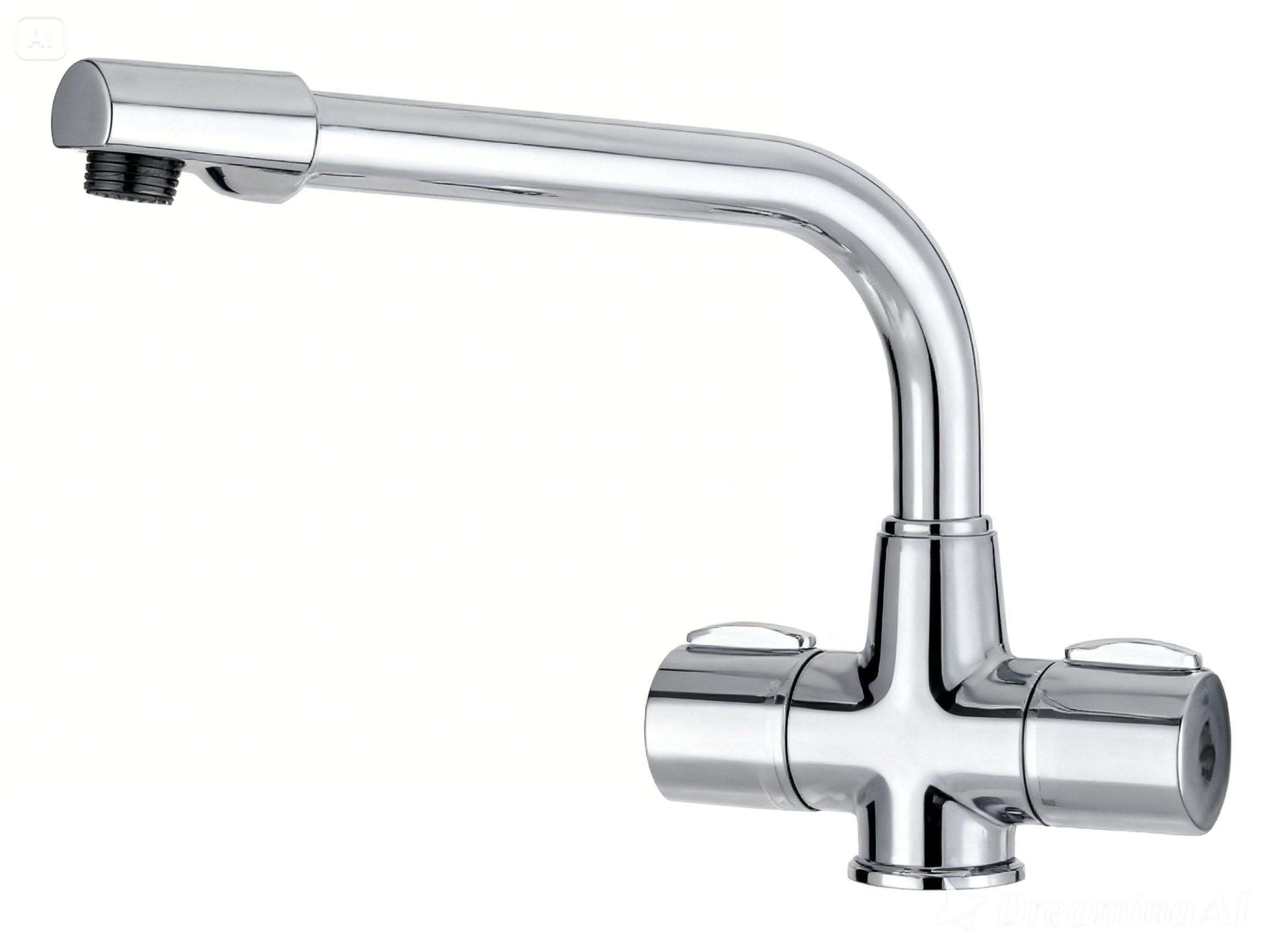 Kitchen Sink Mixer Tap with Swivel Spout, Twin Handles in Chrome by Piralla