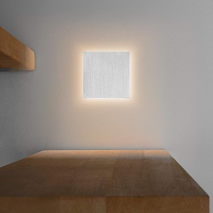 LED Treppenbeleuchtung aus Aluminium und Plexiglas für Schalterdoseneinbau 68mm - Quadratisch - Eckig -Warmweiß 3000k [Stufen