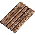 OwnMy Set of 5 Clay Modeling Pattern Rollers Kit, Fish Leaves Cobblestone Ripple Wood Grain Pattern 4.7 in Clay Rolling Pin Textured Hand Roller Wooden Handle Pottery Tools Set