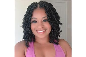 BOHOBABE Passion Twist Crochet Hair 10 Inch Short Pre looped Passion Twist Hair Pre twisted Crochet Braiding Hair 8 Packs Natural Black Women Braids (1B)